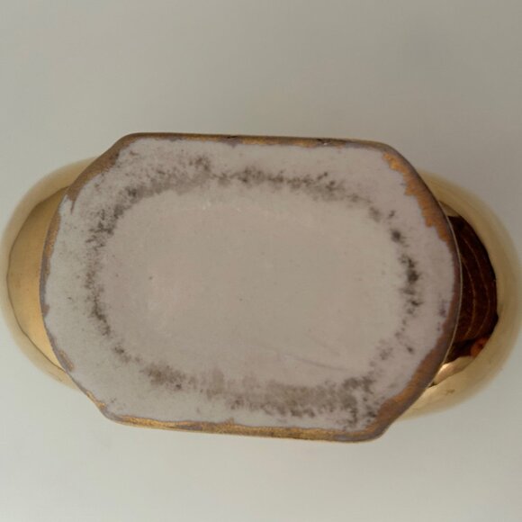 Vintage Round Gold Ceramic Vase - Picture 7 of 10